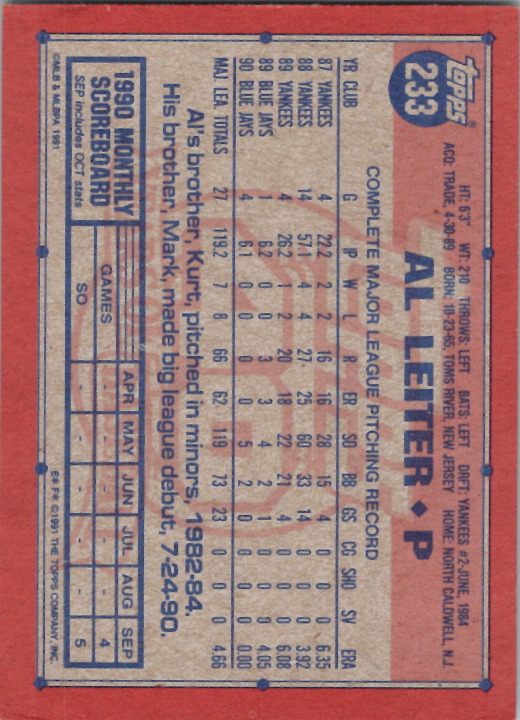1991 Topps (Karten 251 bis 500) - Bild 92 von 222