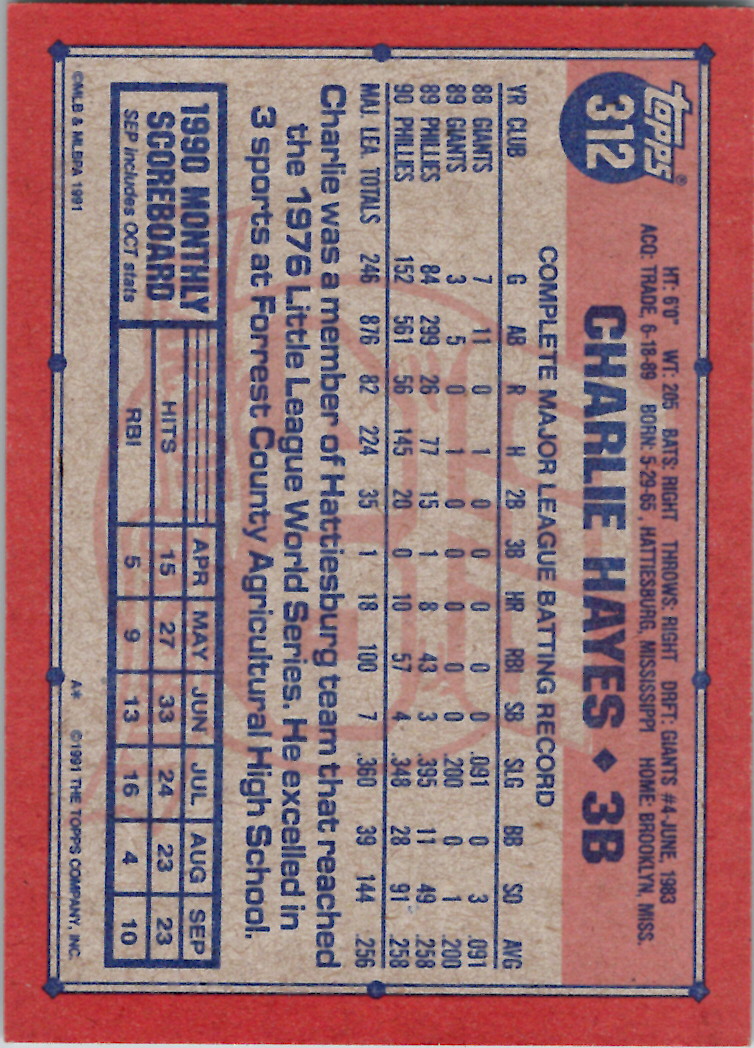 1991 Topps (Karten 251 bis 500) - Bild 206 von 222