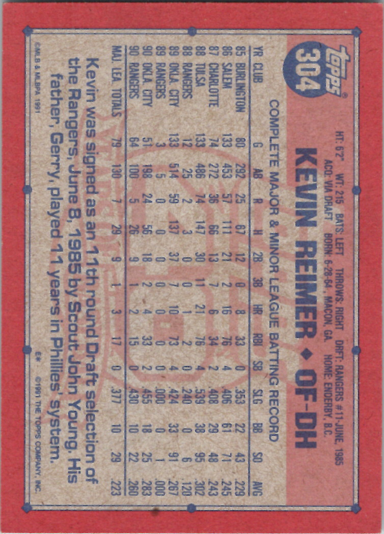 1991 Topps (Karten 251 bis 500) - Bild 194 von 222