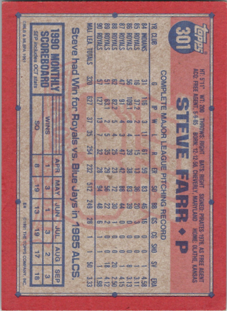 1991 Topps (Karten 251 bis 500) - Bild 188 von 222