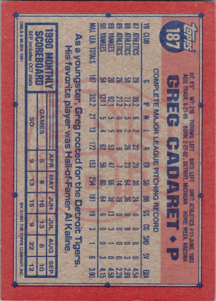 1991 Topps (Karten 251 bis 500) - Bild 20 von 222