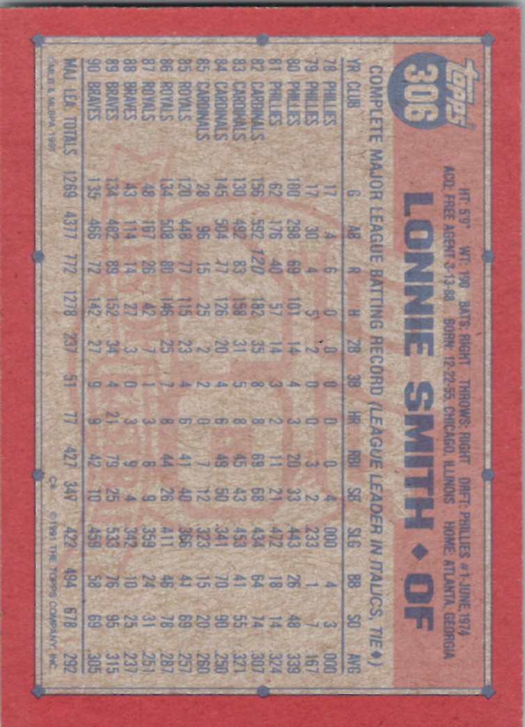 1991 Topps (Karten 251 bis 500) - Bild 196 von 222
