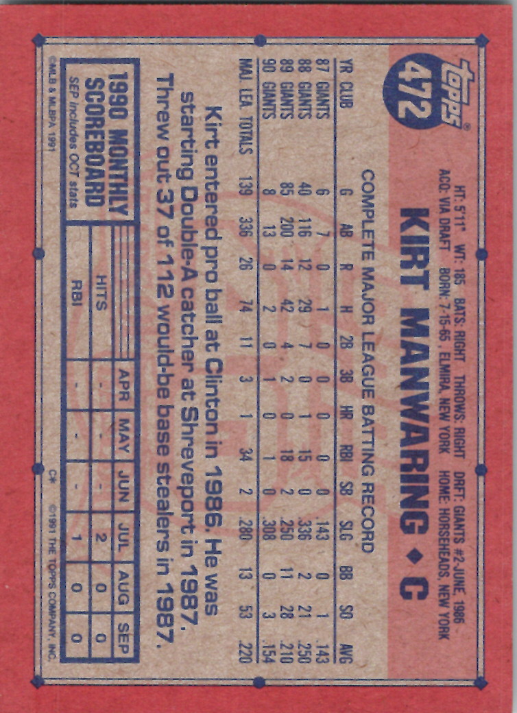 Topps 1991 (Karten 501 bis 750) - Bild 218 von 266
