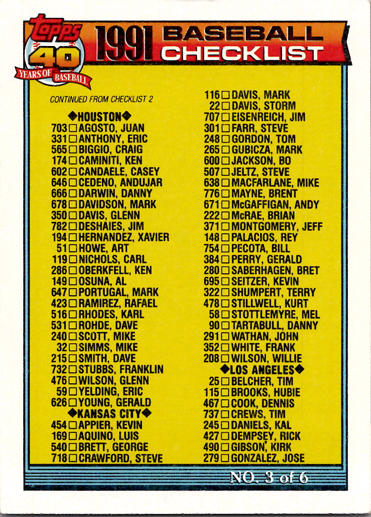Topps 1991 (Karten 501 bis 750) - Bild 57 von 266