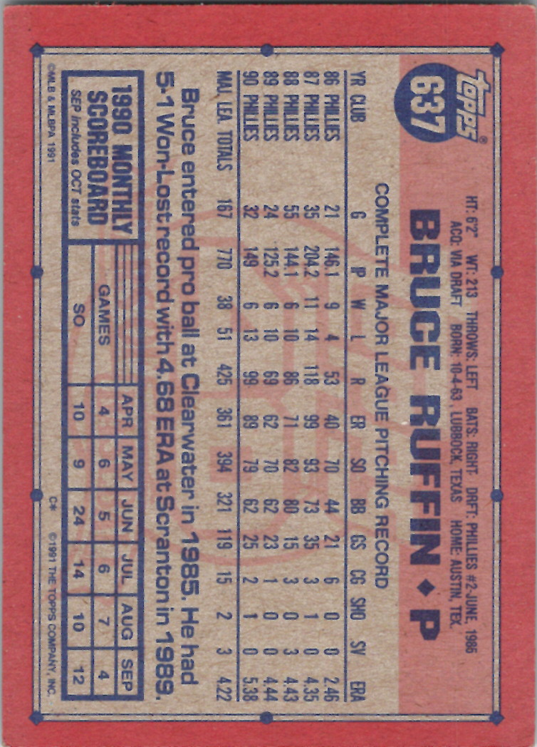 1991 Topps (Karten 751 bis 1000) - Bild 176 von 243