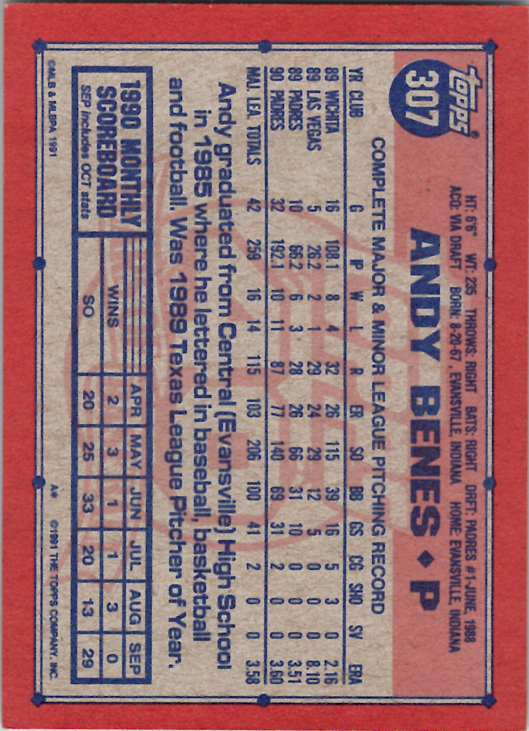 1991 Topps (Karten 251 bis 500) - Bild 198 von 222