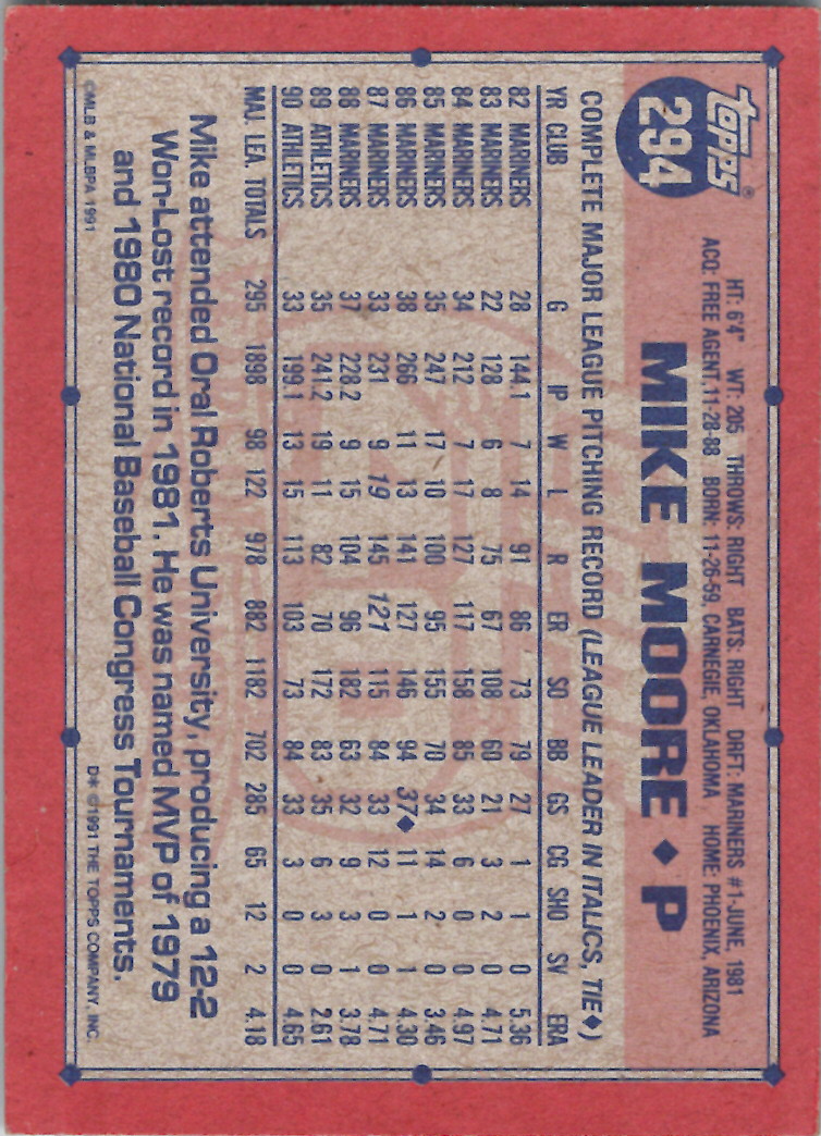 1991 Topps (Karten 251 bis 500) - Bild 176 von 222