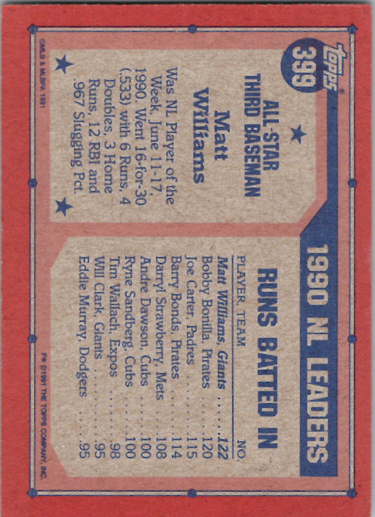 Topps 1991 (Karten 501 bis 750) - Bild 96 von 266