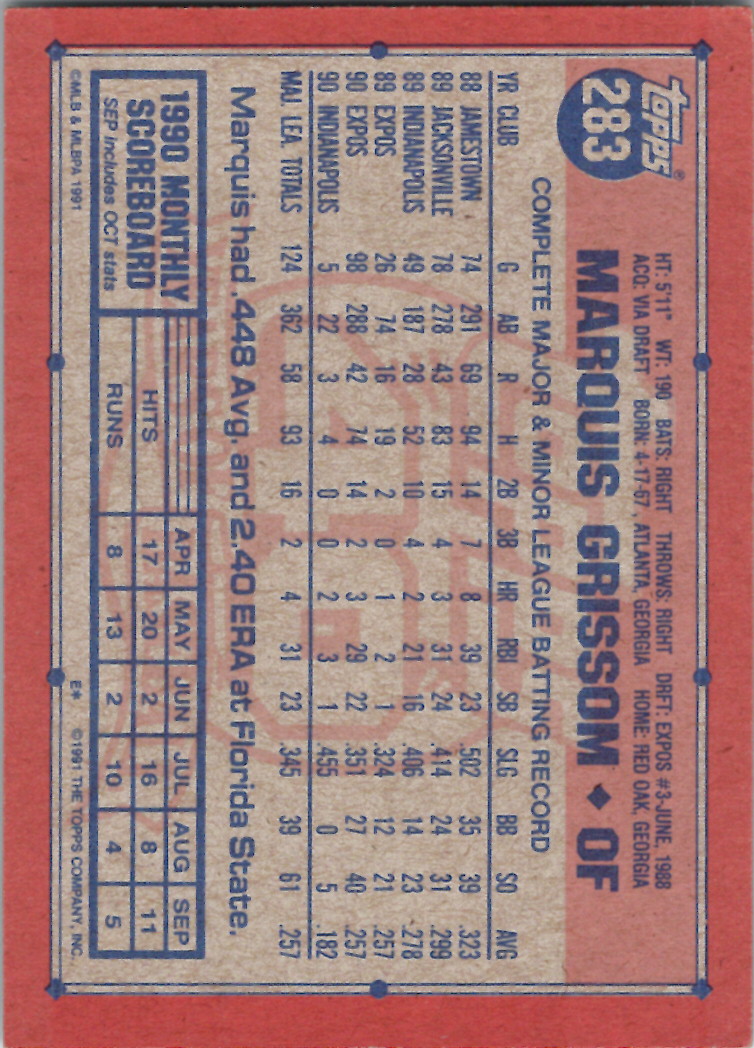 1991 Topps (Karten 251 bis 500) - Bild 158 von 222