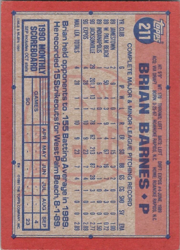 1991 Topps (Karten 251 bis 500) - Bild 58 von 222