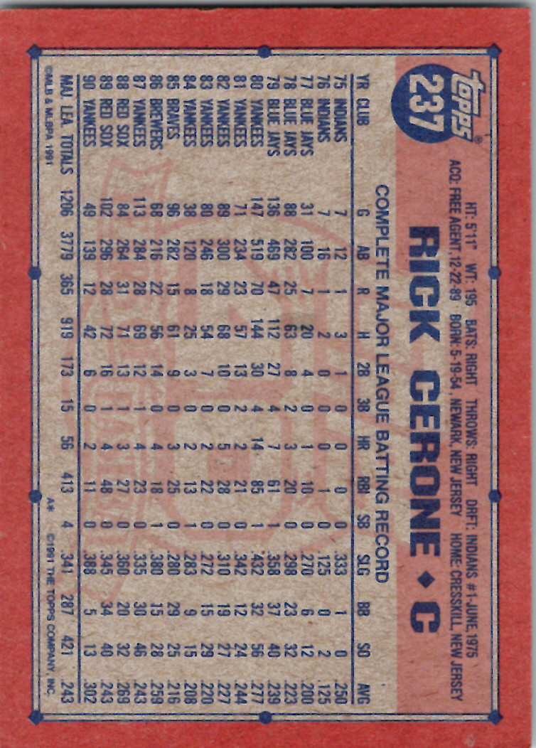 1991 Topps (Karten 251 bis 500) - Bild 98 von 222
