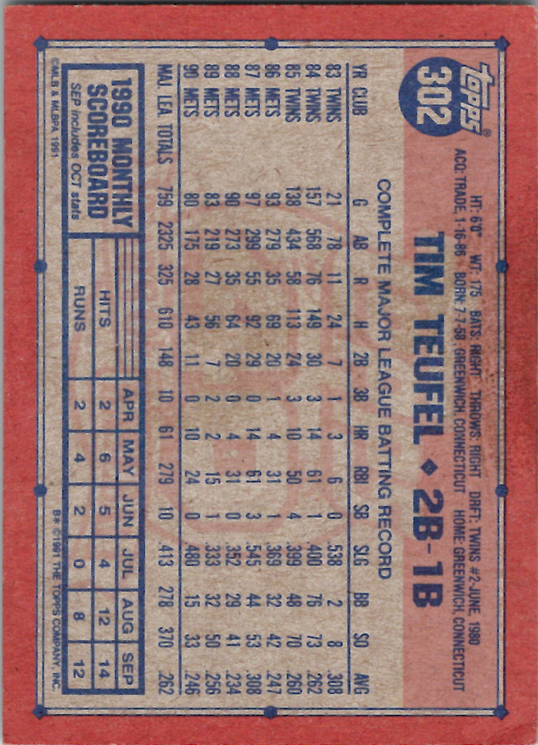 1991 Topps (Karten 251 bis 500) - Bild 190 von 222