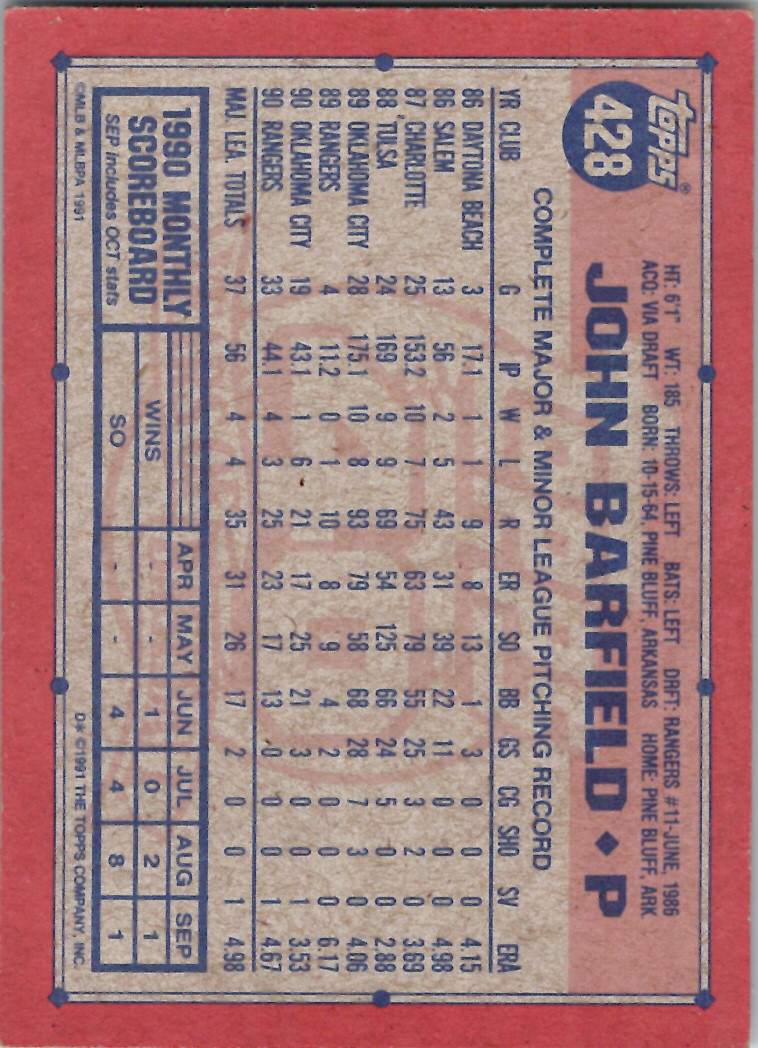 Topps 1991 (Karten 501 bis 750) - Bild 142 von 266