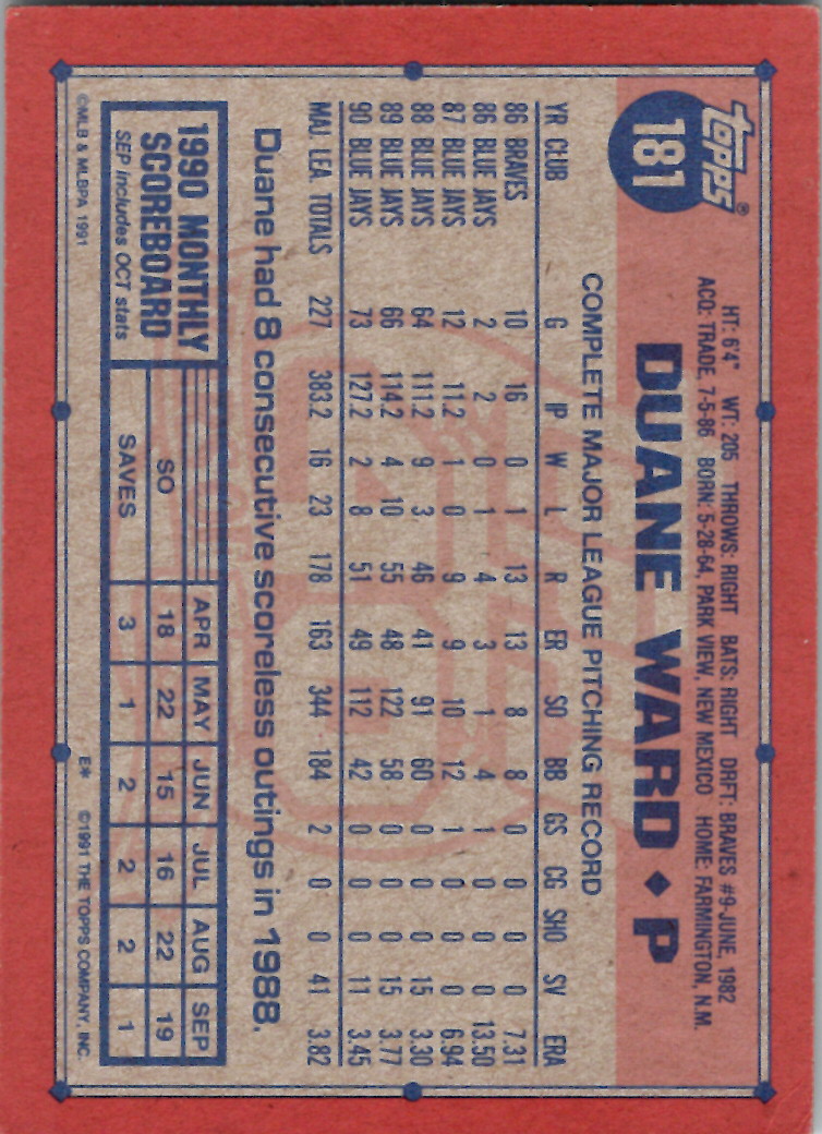1991 Topps (Karten 251 bis 500) - Bild 12 von 222