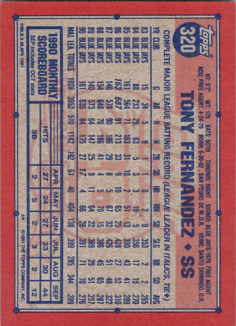 1991 Topps (Karten 251 bis 500) - Bild 218 von 222