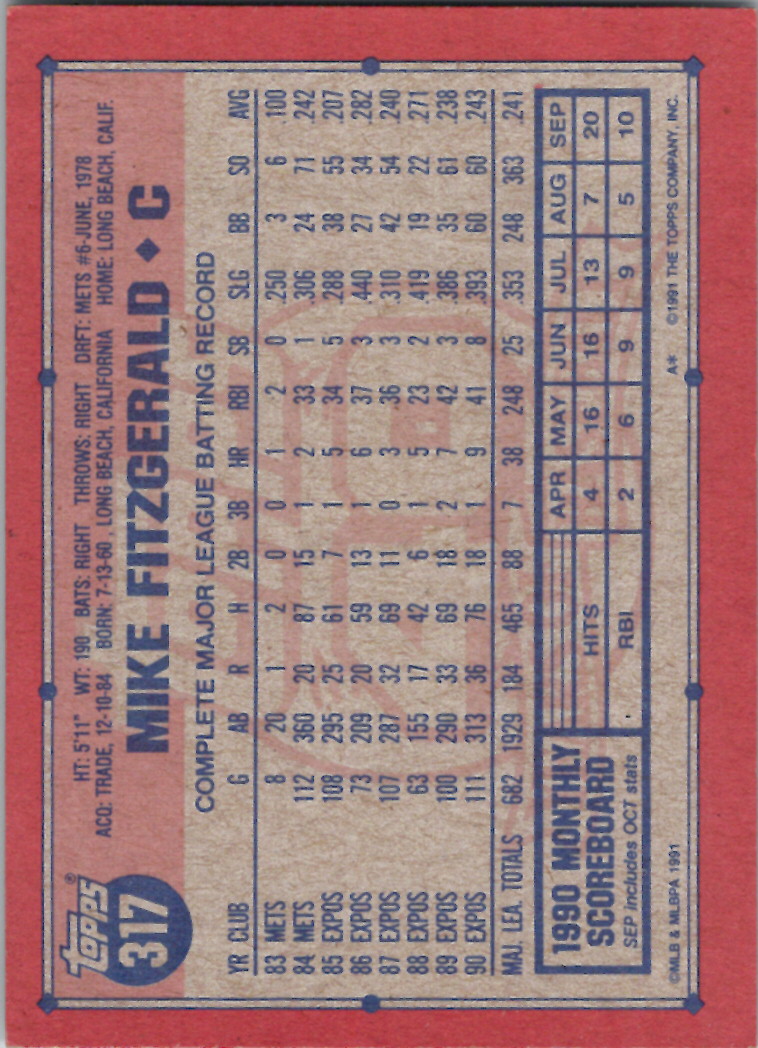 1991 Topps (Karten 251 bis 500) - Bild 212 von 222