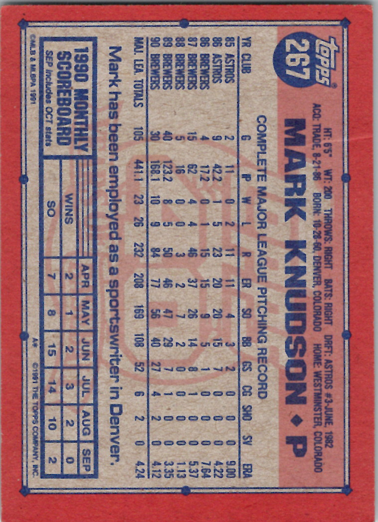 1991 Topps (Karten 251 bis 500) - Bild 132 von 222