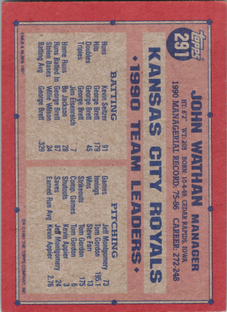 1991 Topps (Karten 251 bis 500) - Bild 172 von 222