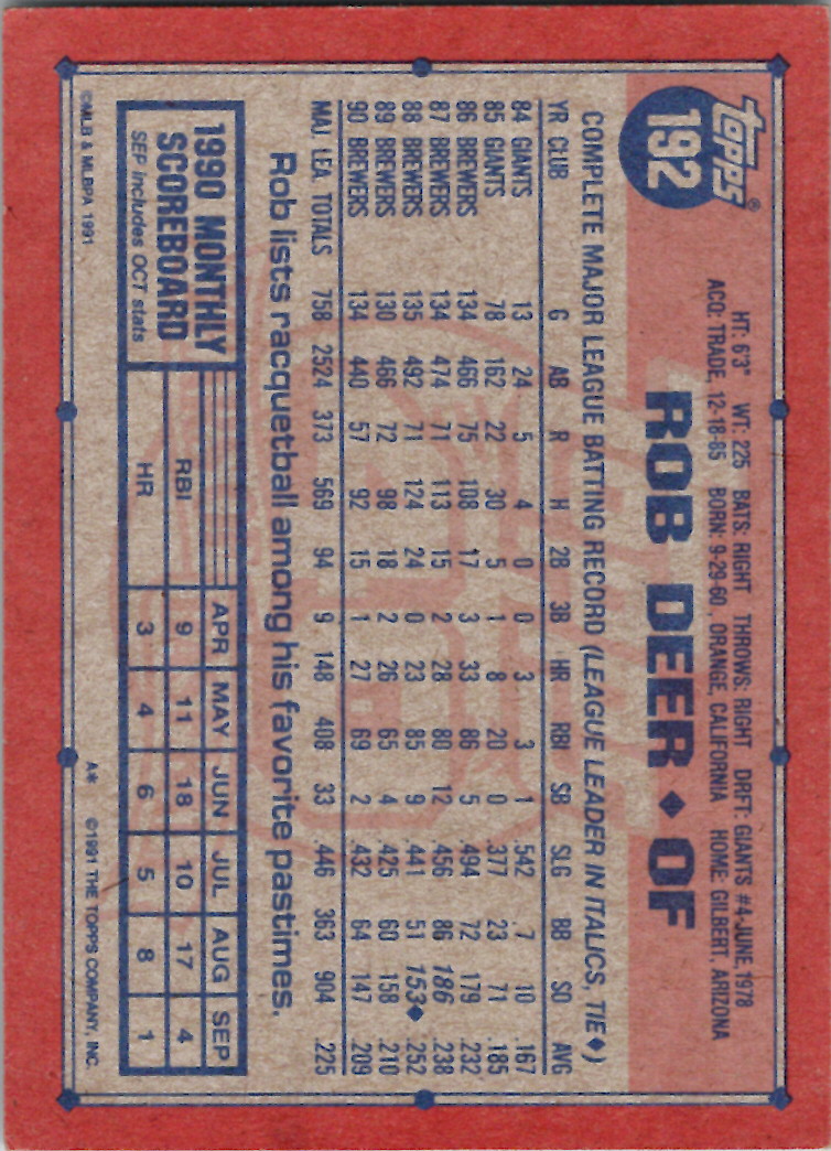 1991 Topps (Karten 251 bis 500) - Bild 26 von 222