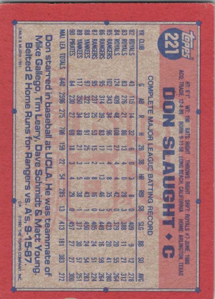 1991 Topps (Karten 251 bis 500) - Bild 74 von 222