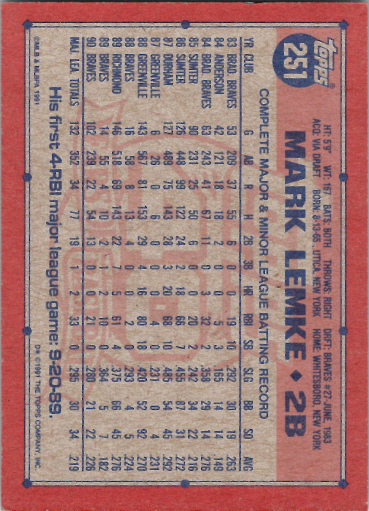 1991 Topps (Karten 251 bis 500) - Bild 114 von 222